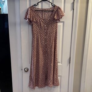 SHEIN Mauve Pink Floral Button-Down Maxi Dress (size S)